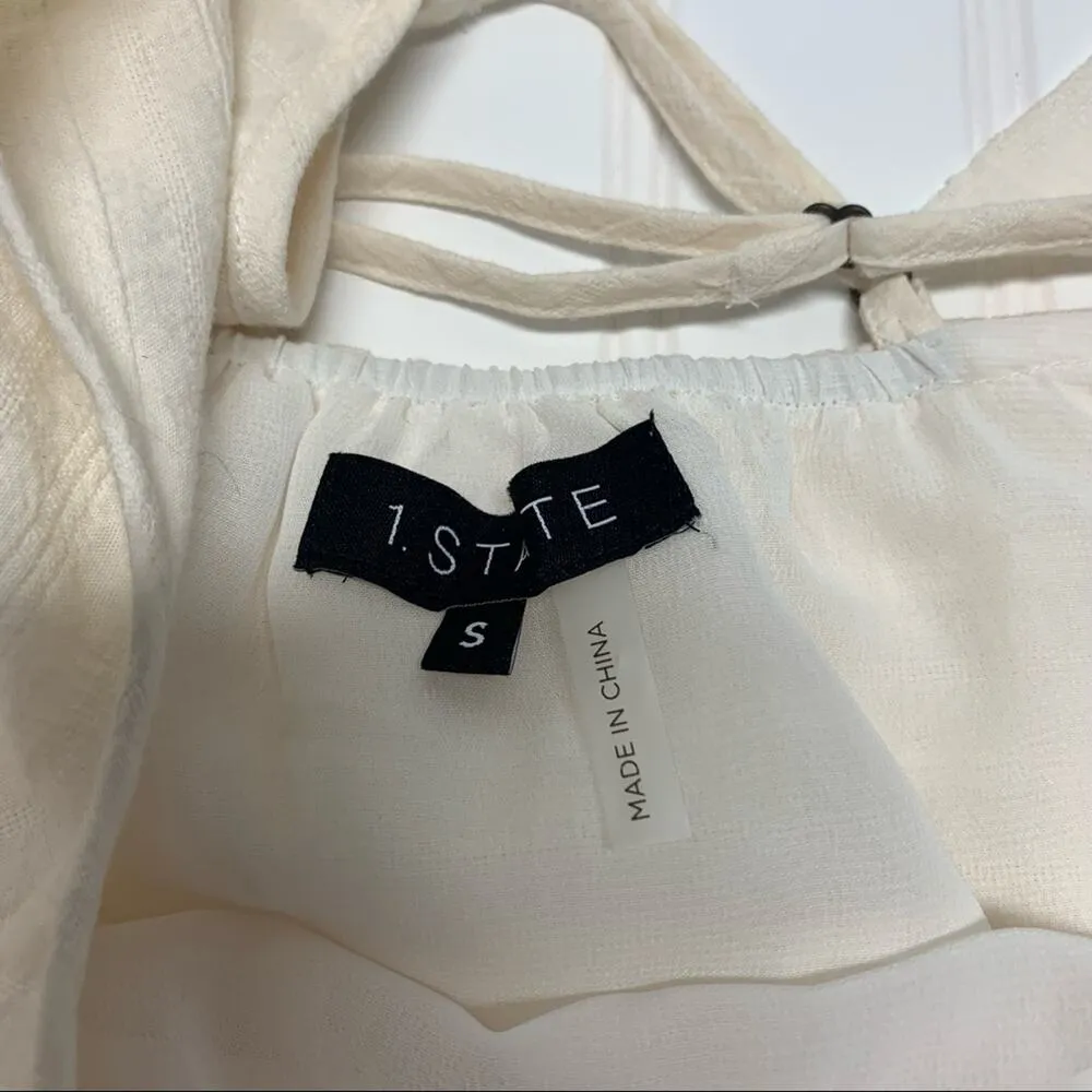 1 State Cream Ruffle Halter Camisole Top Sz Small - Image 4