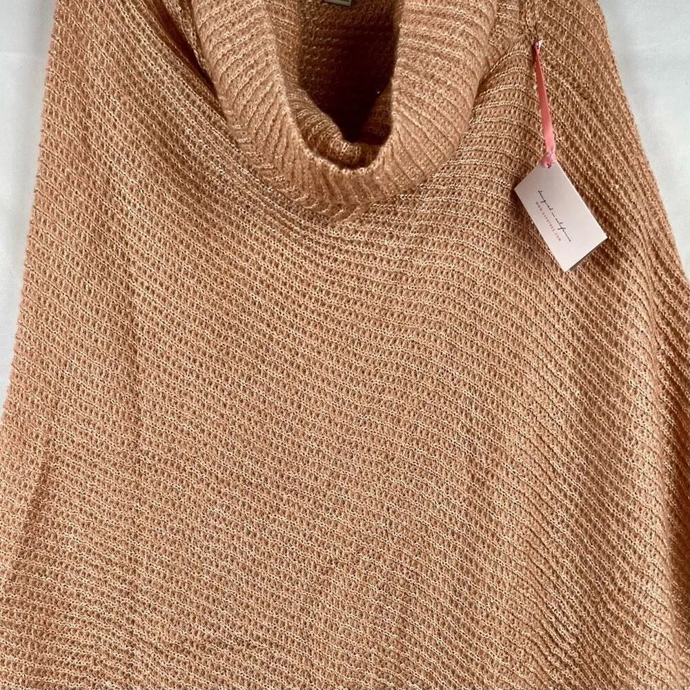 NWT Evy’s Tree Asymmetrical Ponch Cowl Neck Sweater OS Pink Size undefined - Image 3
