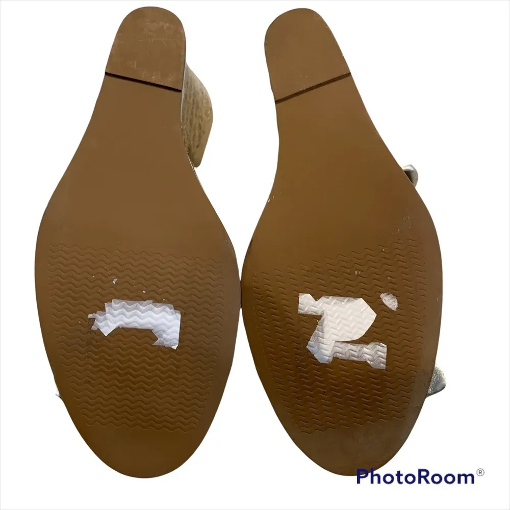 BP Gold Metallic Leather Espadrille Platform Slingback Wedge - Image 11