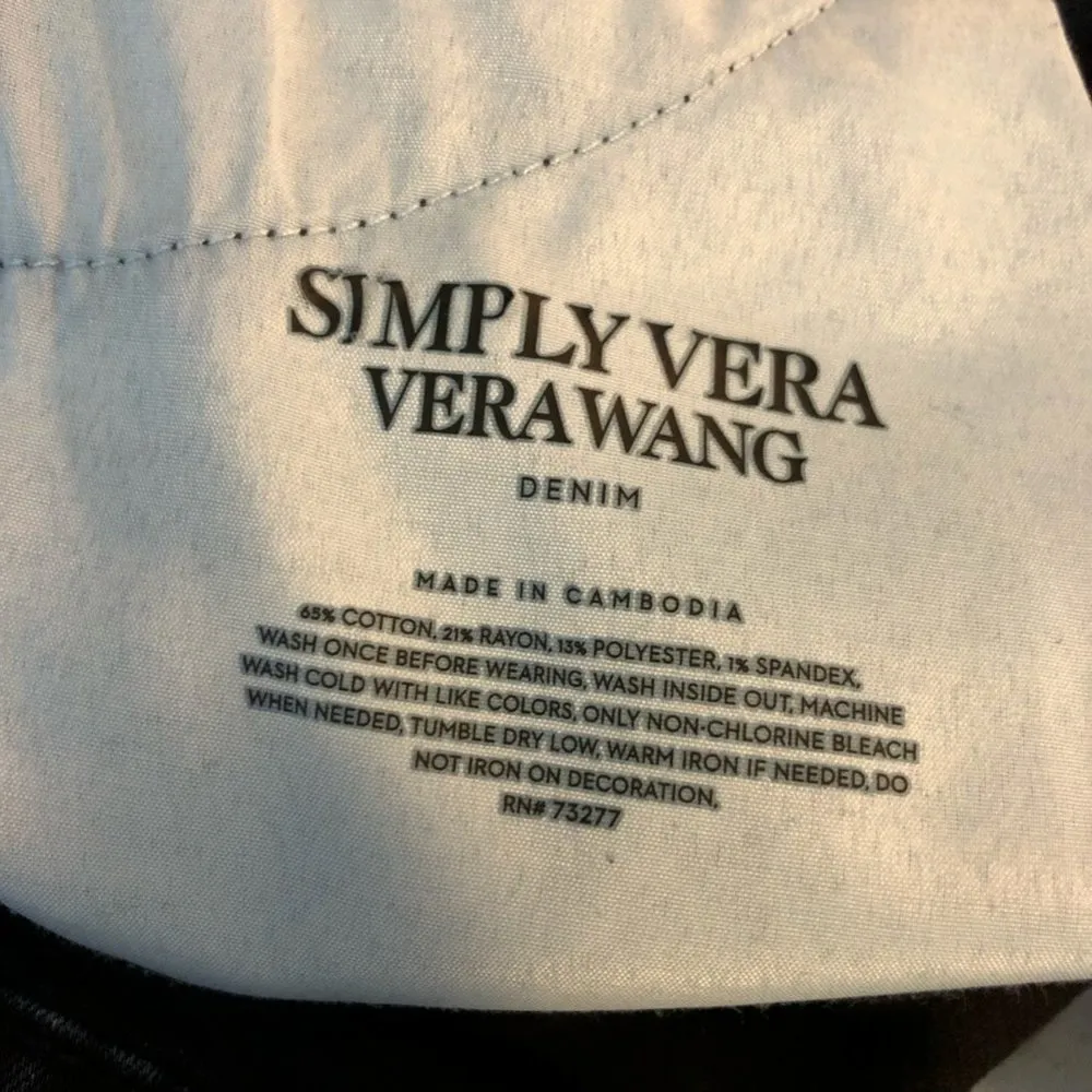 Simply Vera Wang Womens Skinny Jeans Mid Rise Stretch Pockets Dark Wash Denim 8 Blue - Image 8