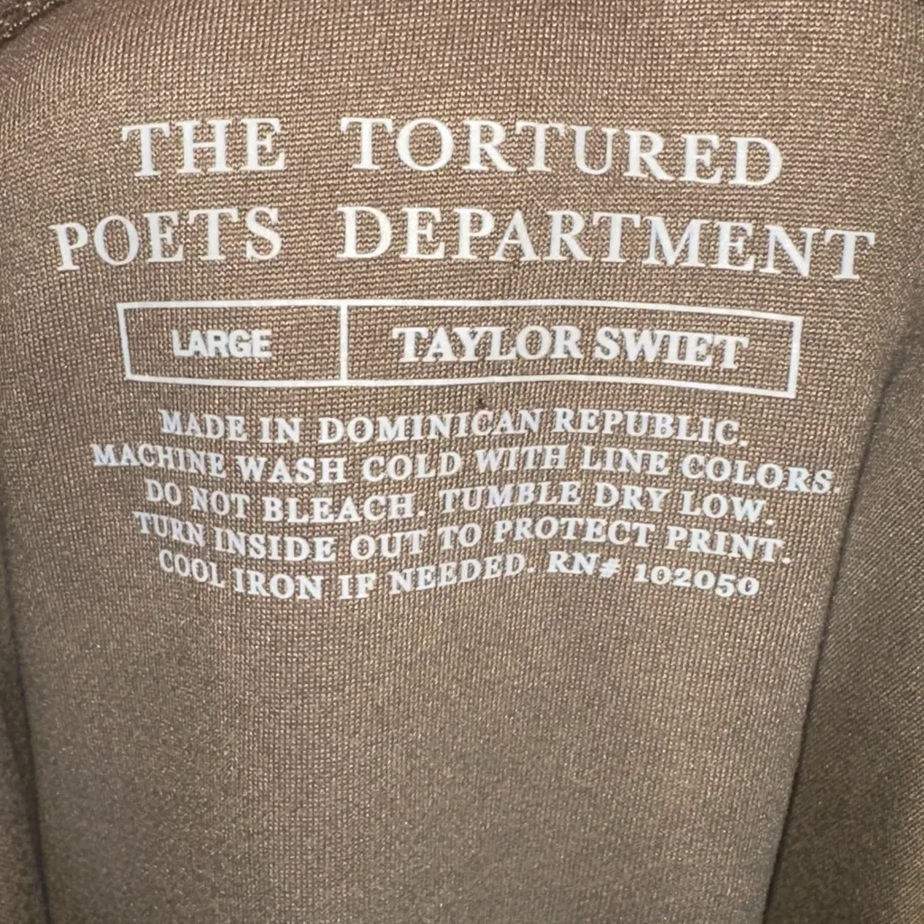 Taylor Swift The Tortured Poets Department Pullover Hoodie Beige Size Large‎ - Image 2