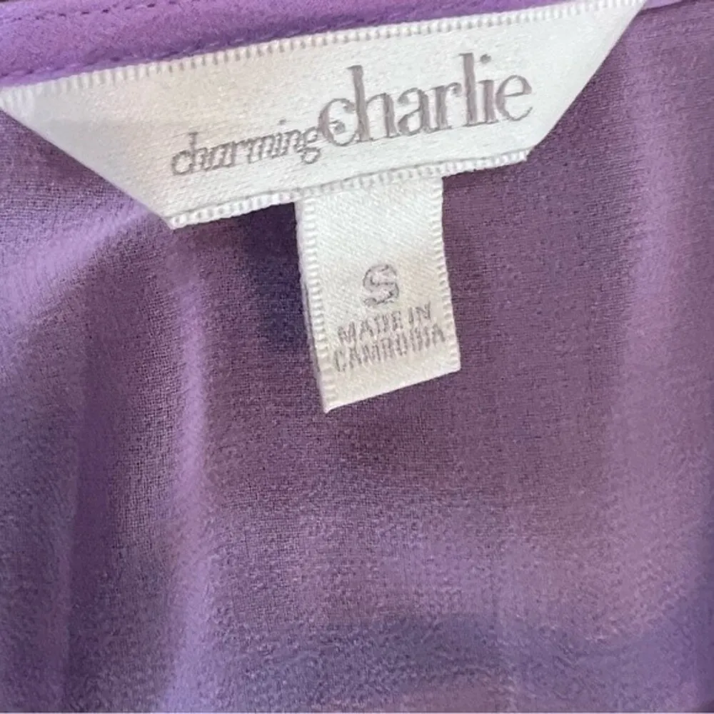 Lilac purple chiffon with lace maxi dress size small - Image 6