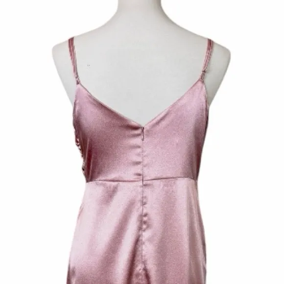 Birdy Grey English Rose Satin Mermaid Wrap Style Maxi Dress Women’s Size Medium Pink - Image 13