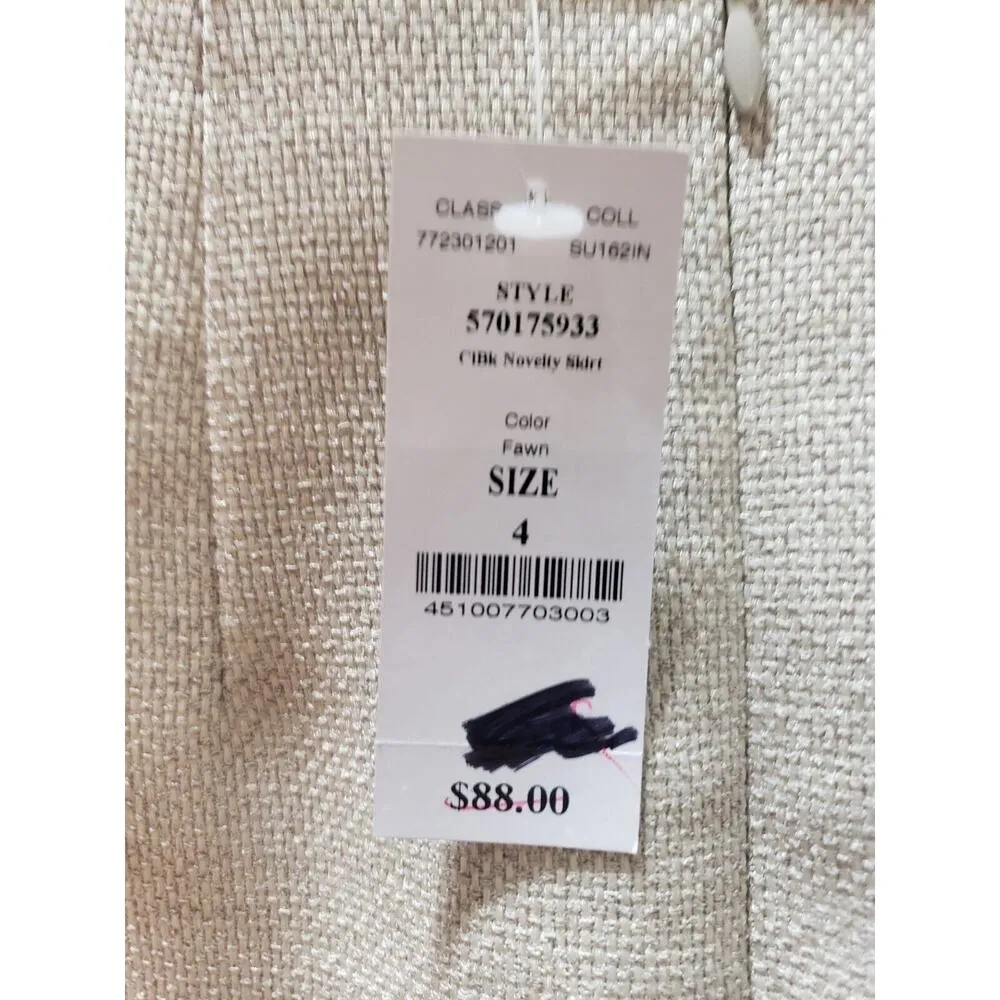 White House Black Market Women Beige Solid Polyester Back Zip Mini Skirt Size 4 - Image 6