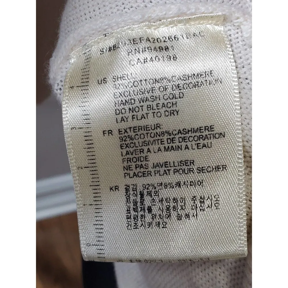 Anthropologie Twelve by Twelve Ivory V-Neck Long Sleeve Pullover Knit Sweater XS - Image 11