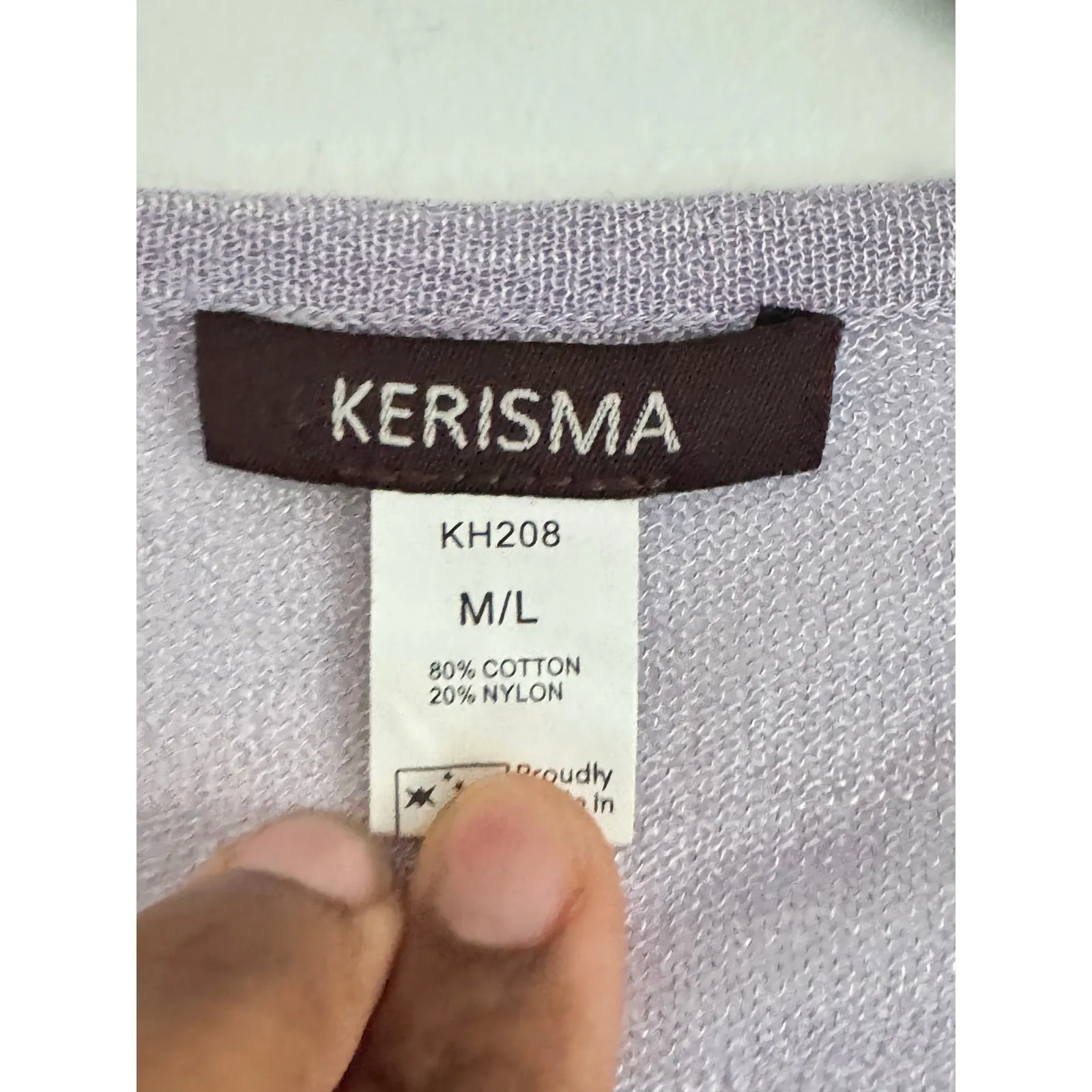 Kerisma Lightweight V-Neck Knit Sweater Lavender M/L slouchy High-Low Hem pastel - Image 5