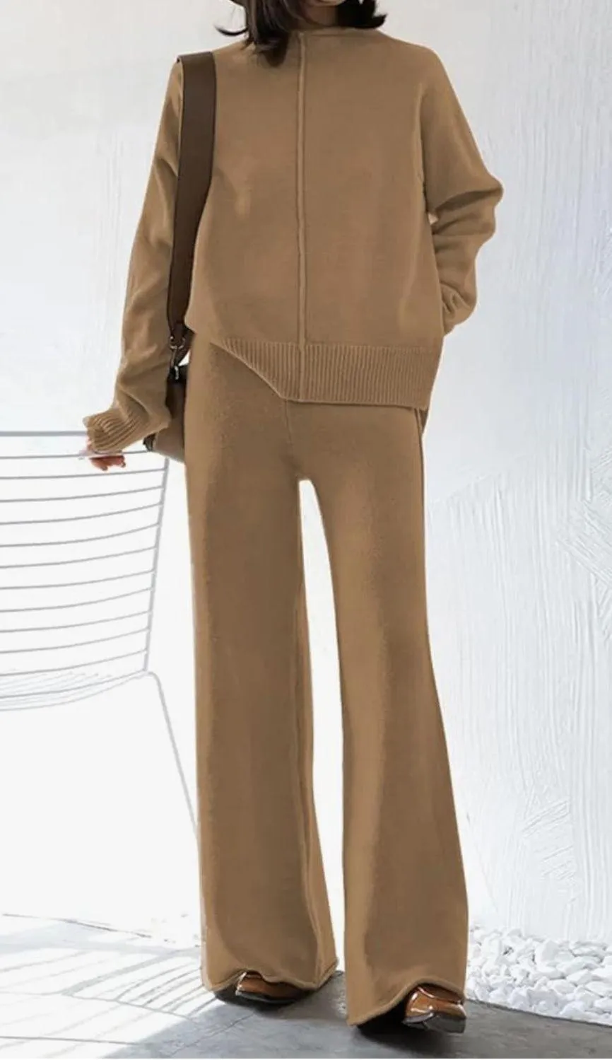 Camel Sweater Set Brown Size L - Image 2