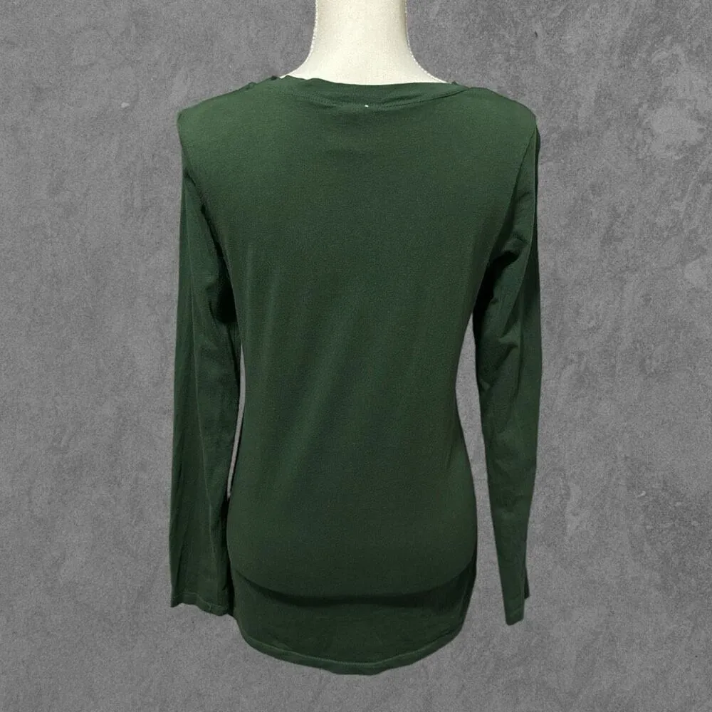 JUNK FOOD CLOTHING | Portland Timbers V-Neck Long Sleeve Tee Green & Yellow M - Image 3