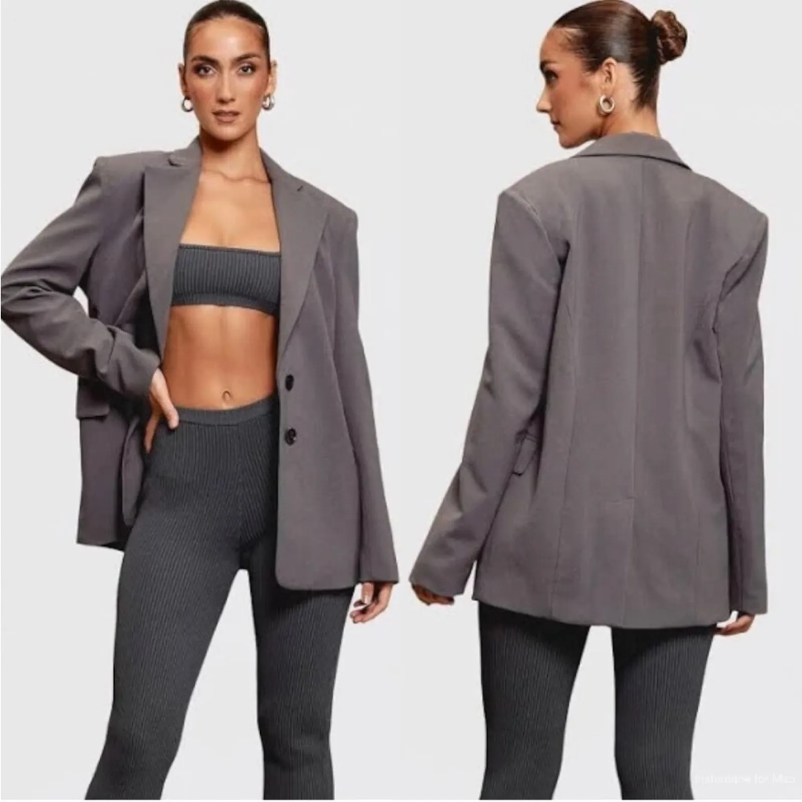 House of CB Aline Dark Grey Oversized Classic Collar Notched Lapel Blazer XL - Image 10