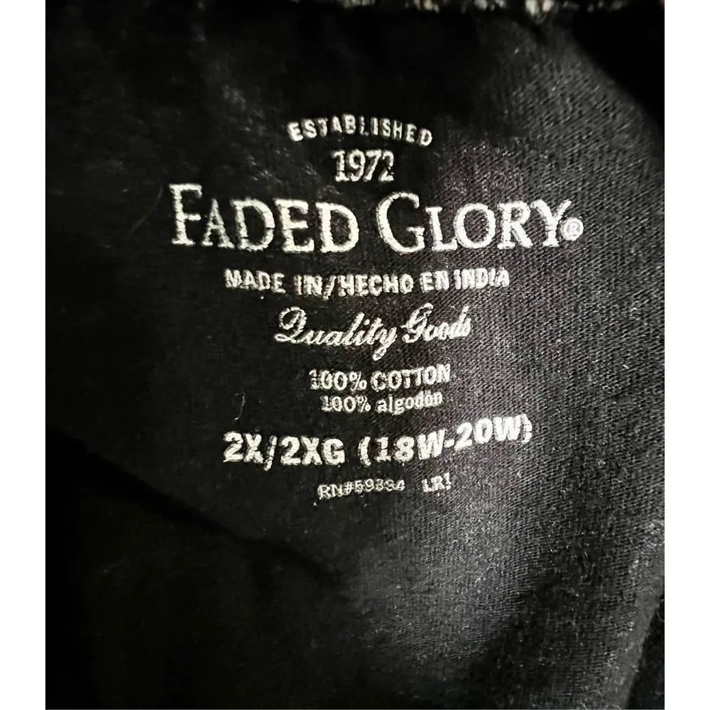 Faded Glory Black and Grey Floral Patterned Short Sleeve T-Shirt - Image 3
