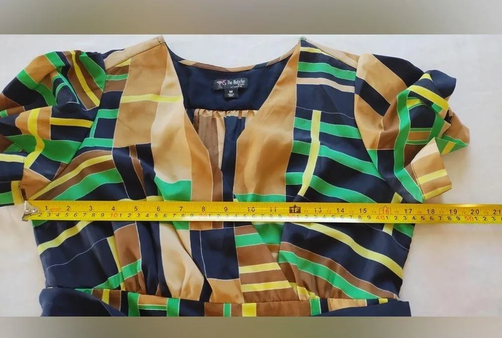 The Webster Miami Dress Womens Size Medium Stretch Waist Knee Length Tie Lined - Image 13