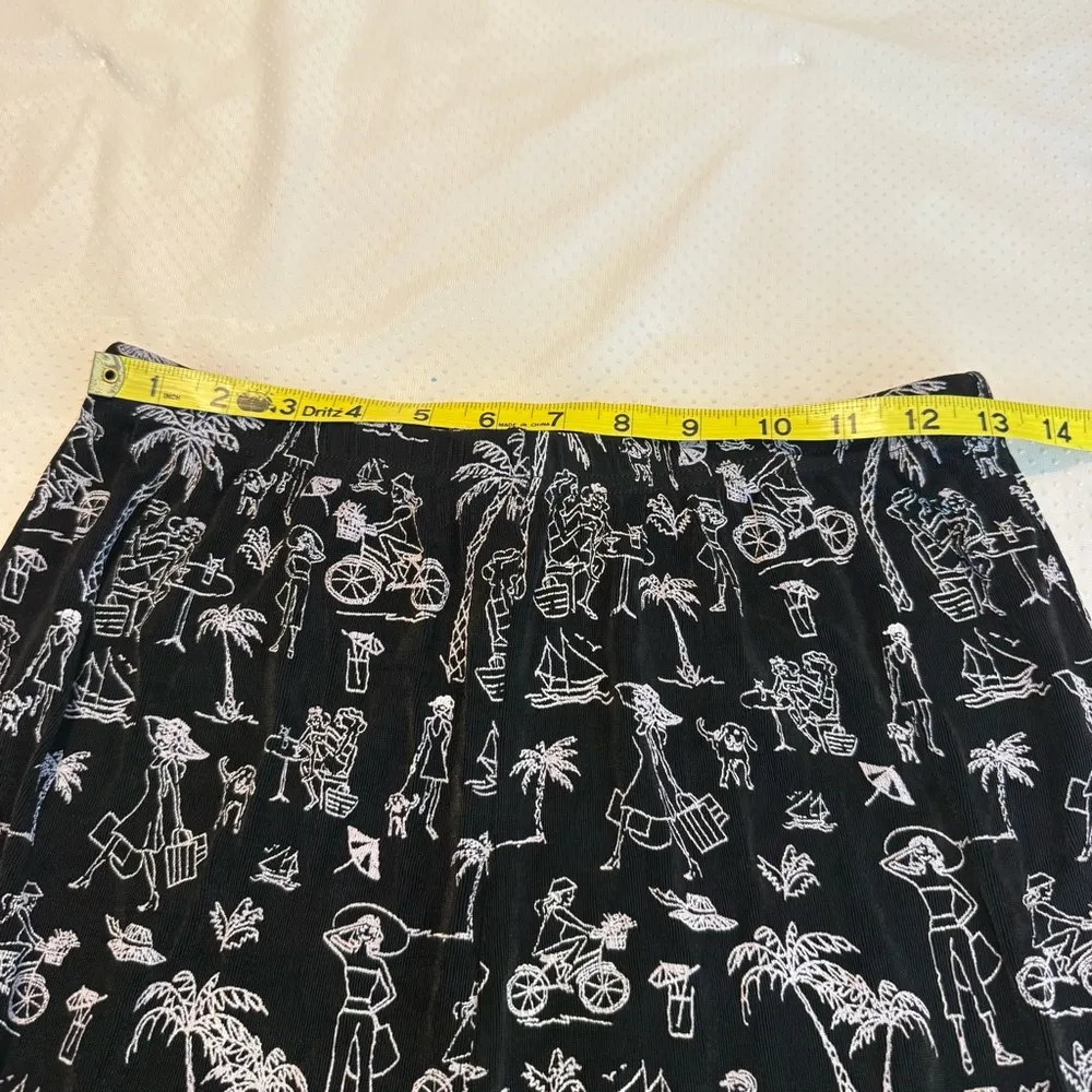 Coldwater Creek Vacation Print Pull On Pants Petite Medium Black White Travel - Image 6