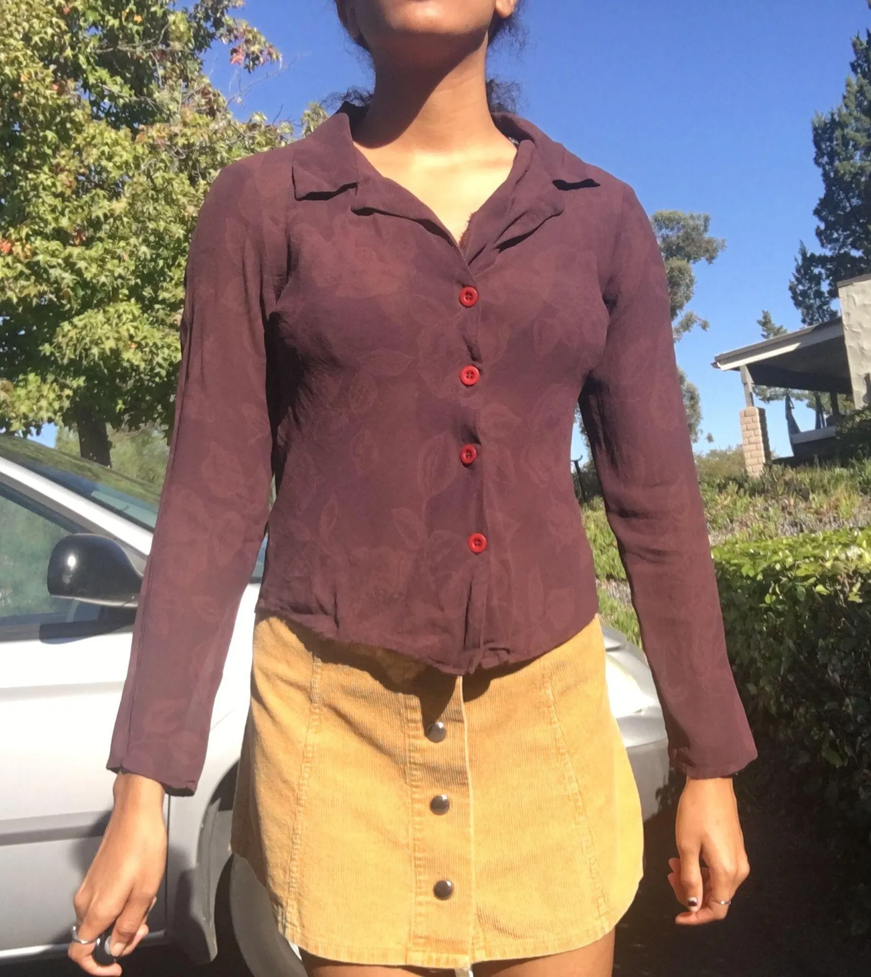 Sheer Button Down Purple Size 2 - Image 2