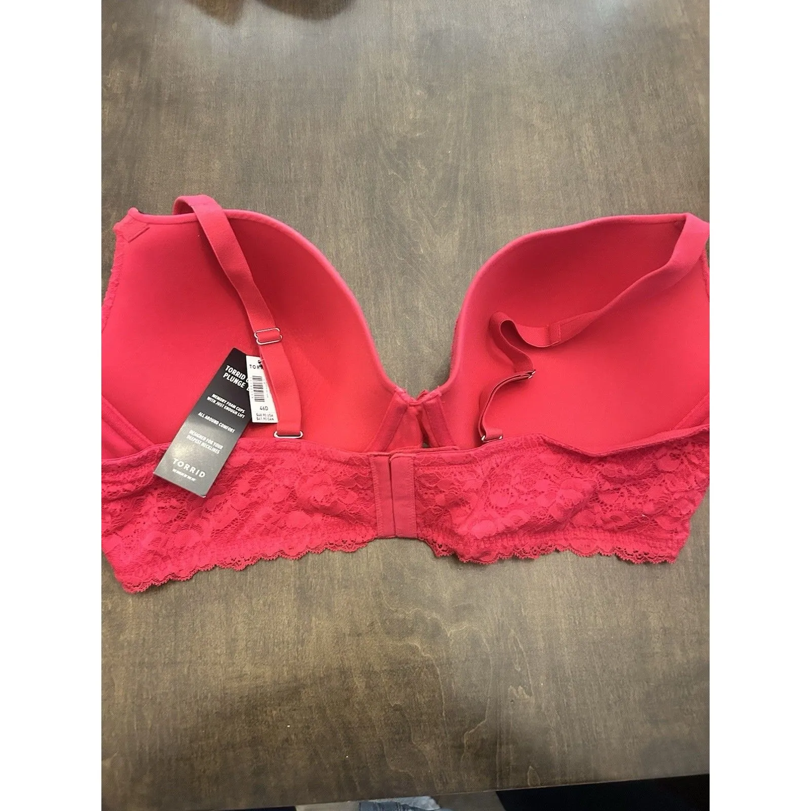 Torrid Curve Women's Pink Plunge Push Up Padded Bra Floral Lace Size 46D Barbie - Image 3