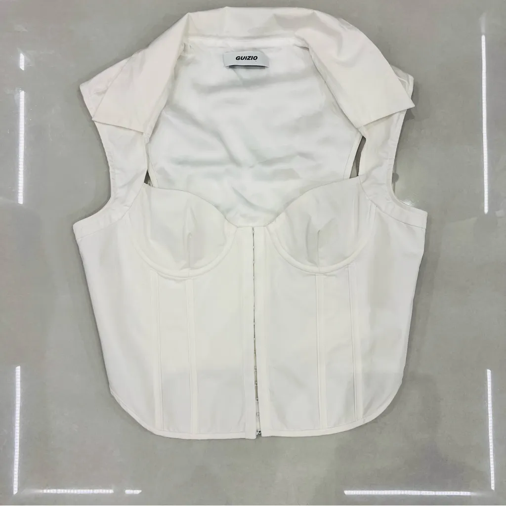 Danielle Guizio White Collar Corset Top - Image 7