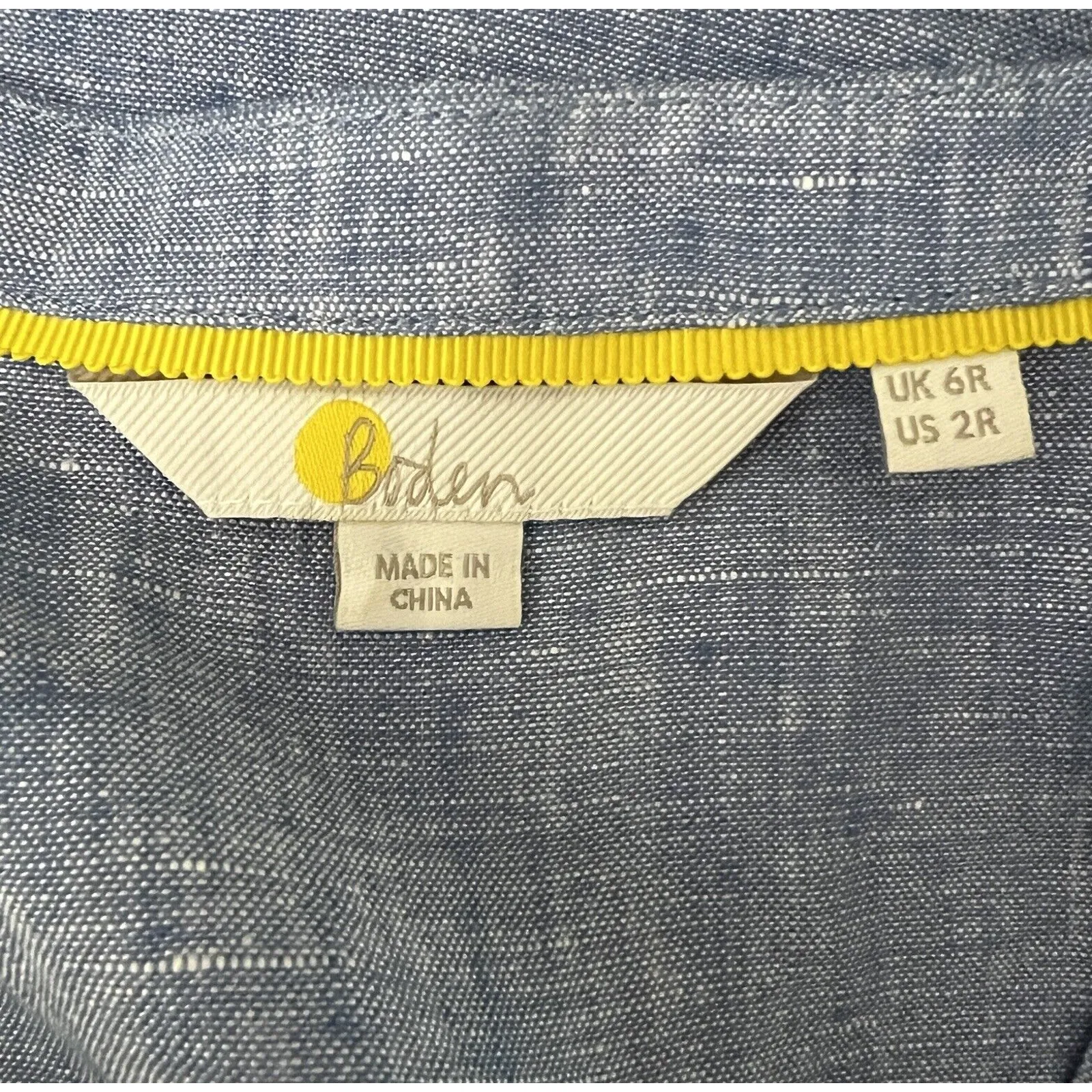 Boden Dress Womens 2R Blue Gray Bella Embroidered Chambray Linen Boho Peasant Size 2 - Image 6