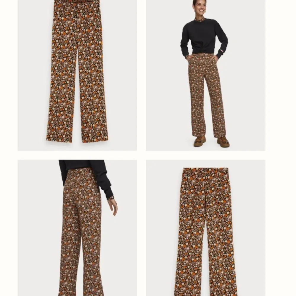 Scotch & Soda Edie Tailored Wide Leg Drapey Floral Pants Trousers Orange Black - Image 2