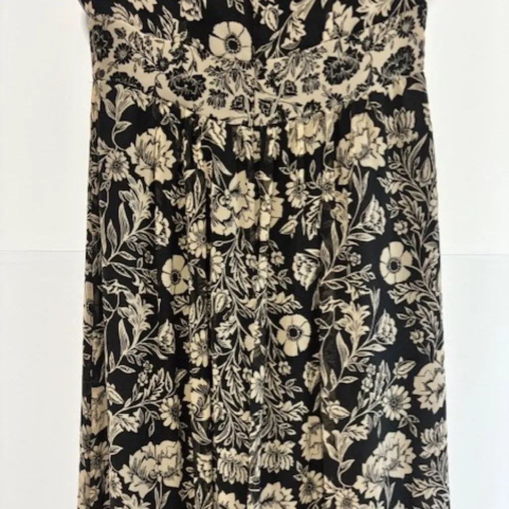 Signature Robbie Bee 8P Black Brown Floral Dress V Neck Sequin Silk Classic Chic - Image 6