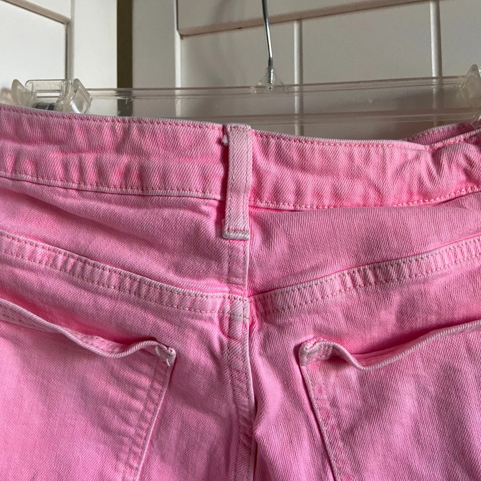TopShop Womens Jeans‎ Size 28 W28 Moto Neon Pink Raw Hem Straight Leg Cropped - Image 5