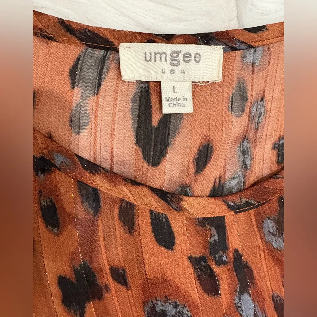 Umgee Leopard Print Dress with Brown and Beige Size L - Image 6