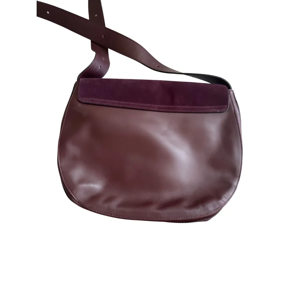GERARD DAREL Purple Leather Suede Large Crossbody Saddle Handbag - Image 7