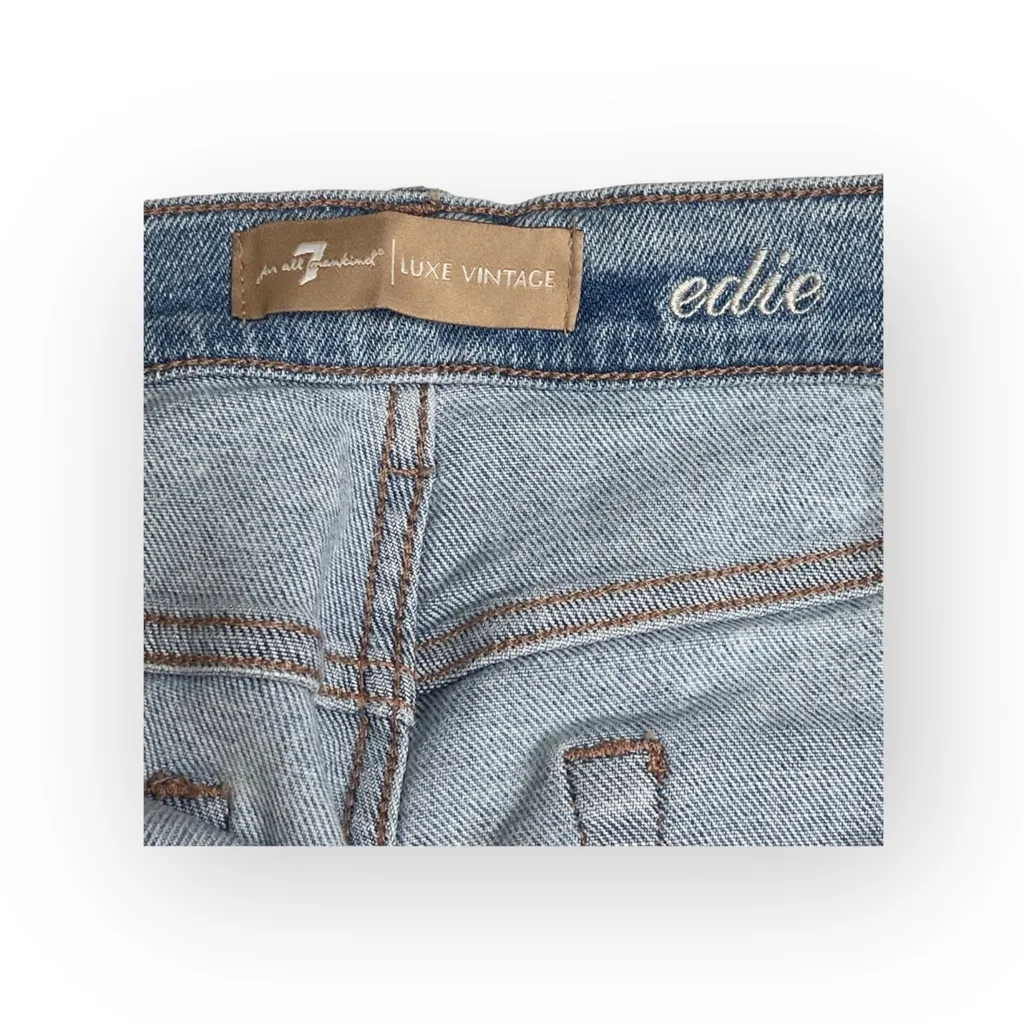 new 7 For All Mankind ® ㋛ Luxe Edie Destroy Rip Knee Crop Jeans ㋛ Vintage Cloud - Image 7