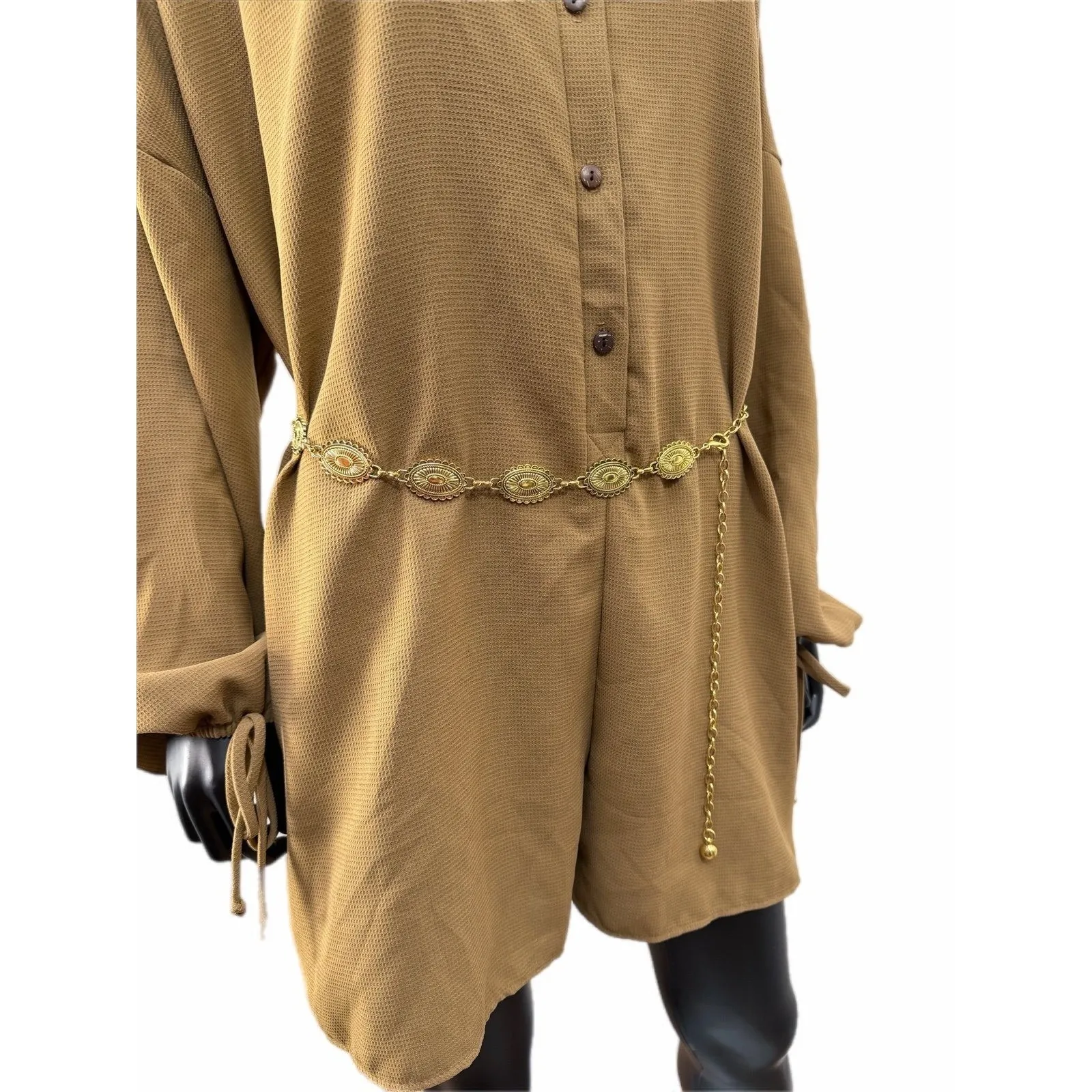 Bucket List Oversized 100% Cotton‎ Button Down Tunic Top Brown L USA Size L - Image 4