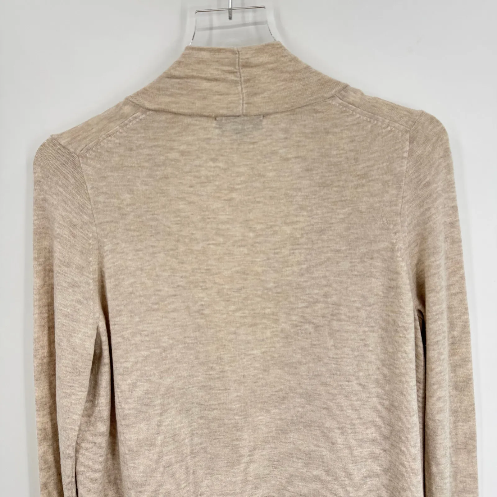Caroll Paris cardigan sweater 36 open front long line rib knit lagenlook tan - Image 4