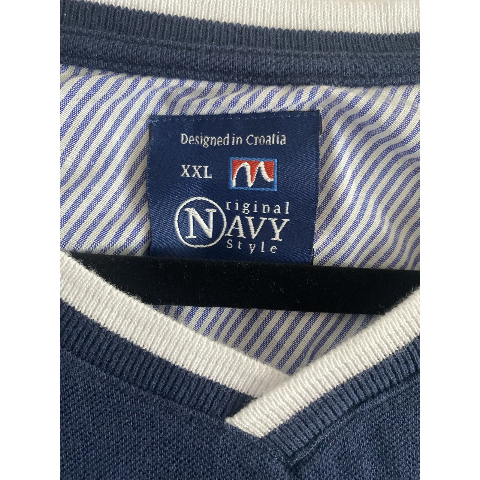 Original Navy Style Women's XXL Navy V Neck Top Nautical Croatia‎ Fisherman Blue Size undefined - Image 4