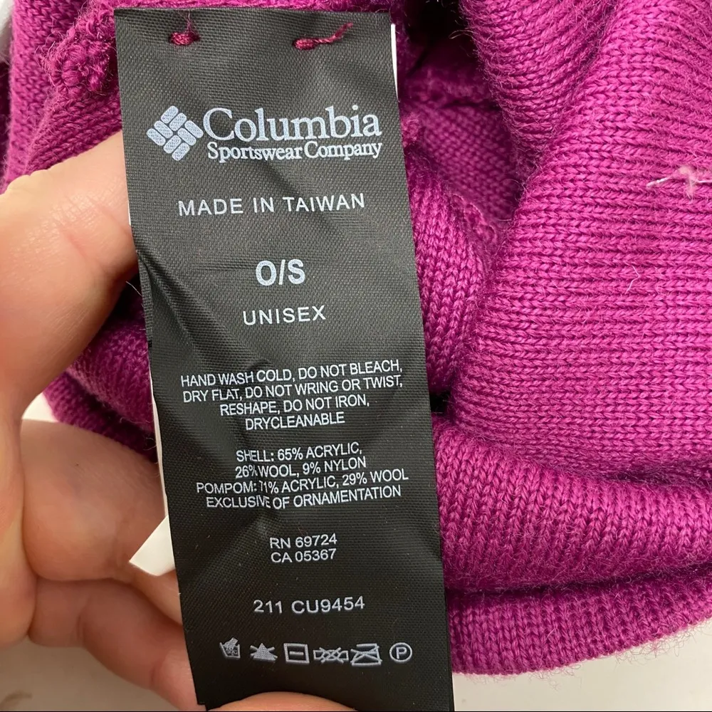 Columbia purple green pompon hat - Image 4