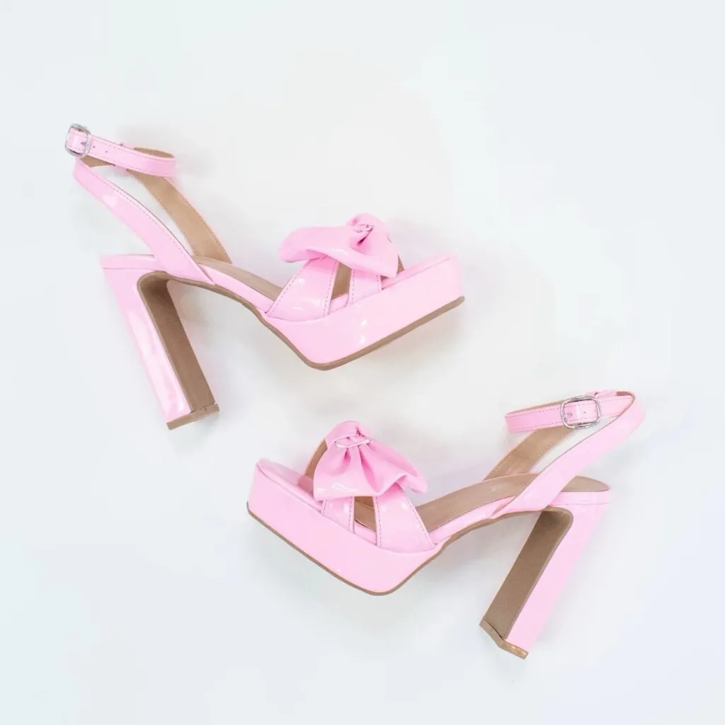Elegant Pink Bow High Heels - Image 4