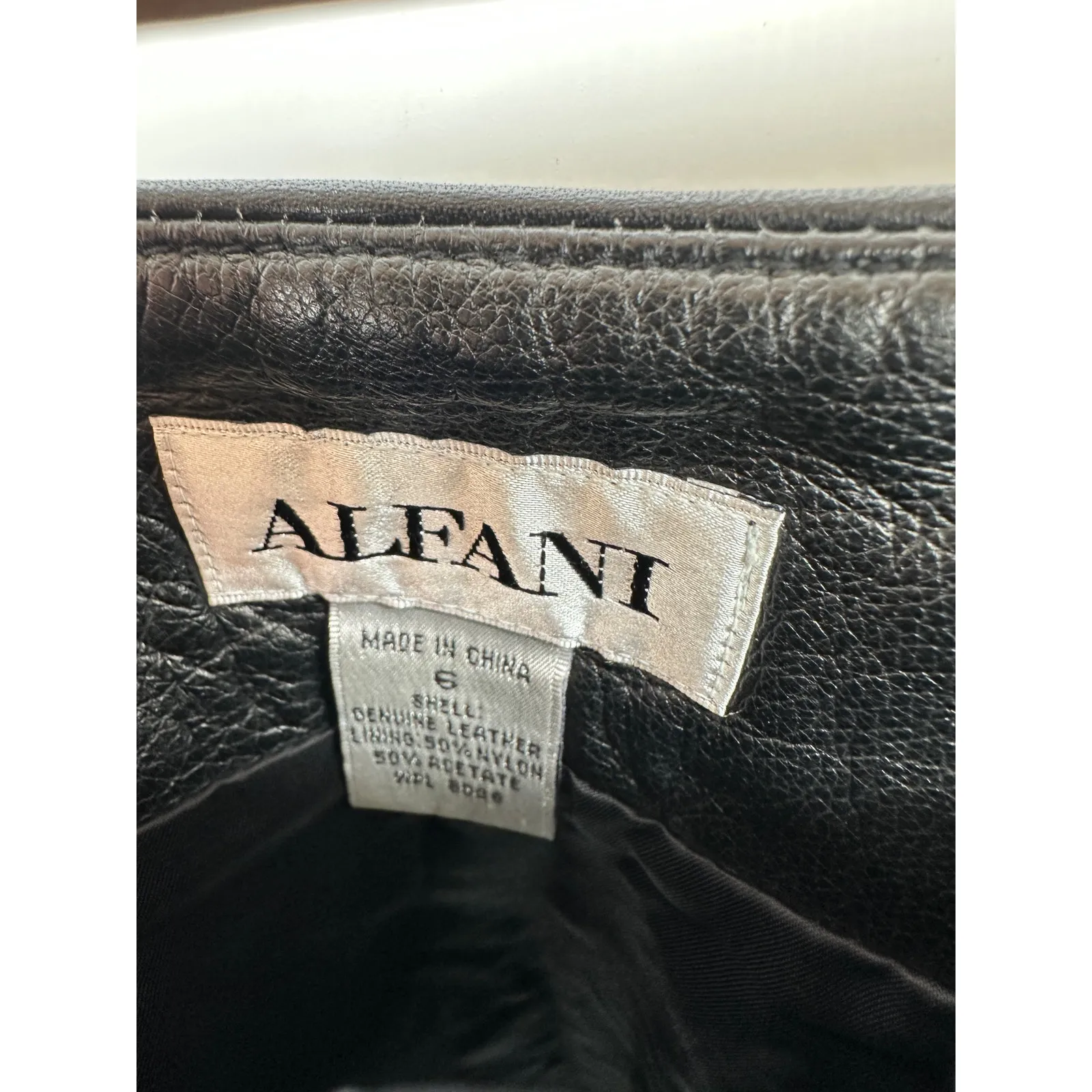 Alfani Womens Black Leather Pencil Skirt Size 6 Floral Embroidery Boho Biker - Image 6