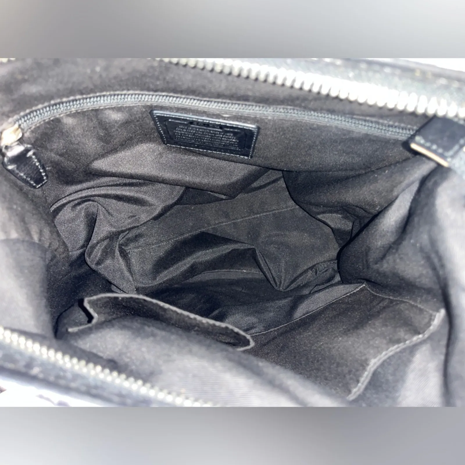 Coach Legacy Stripe Duffle Shoulder Bag Black Gray Signature Canvas Leather Trim - Image 10