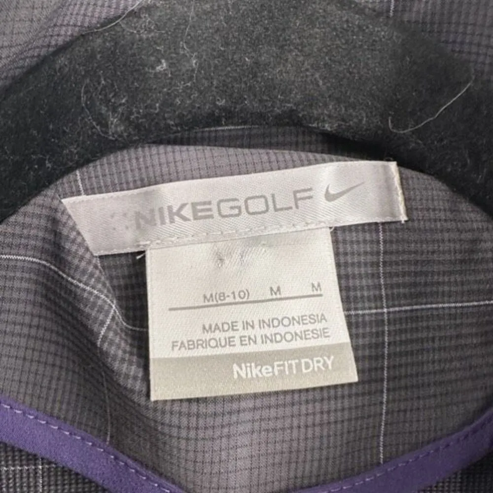 Nike Gold Fitdry Dri-fit Plaid Black Purple Full‎ Zip Windbreaker Jacket Medium - Image 3