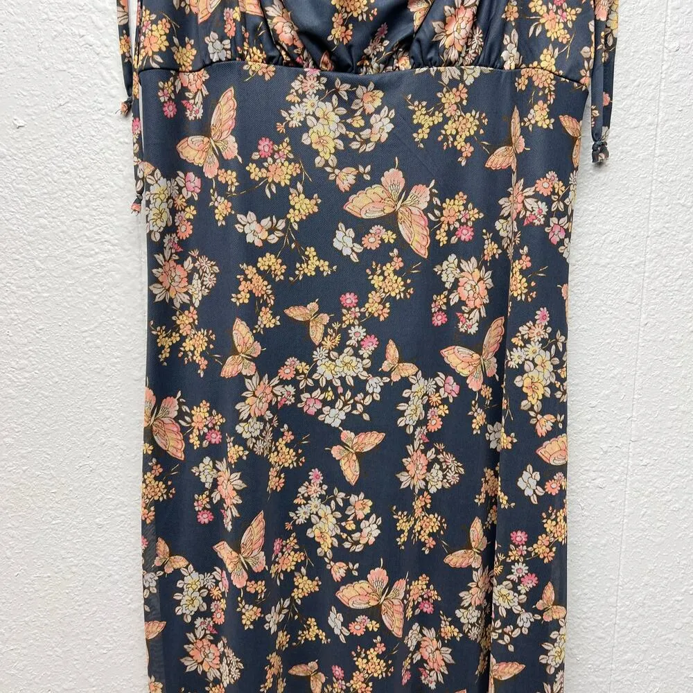 Live To Be Spoiled Y2K Womens Dress Small Babydoll Mesh Midi Butterfly Print - Image 5