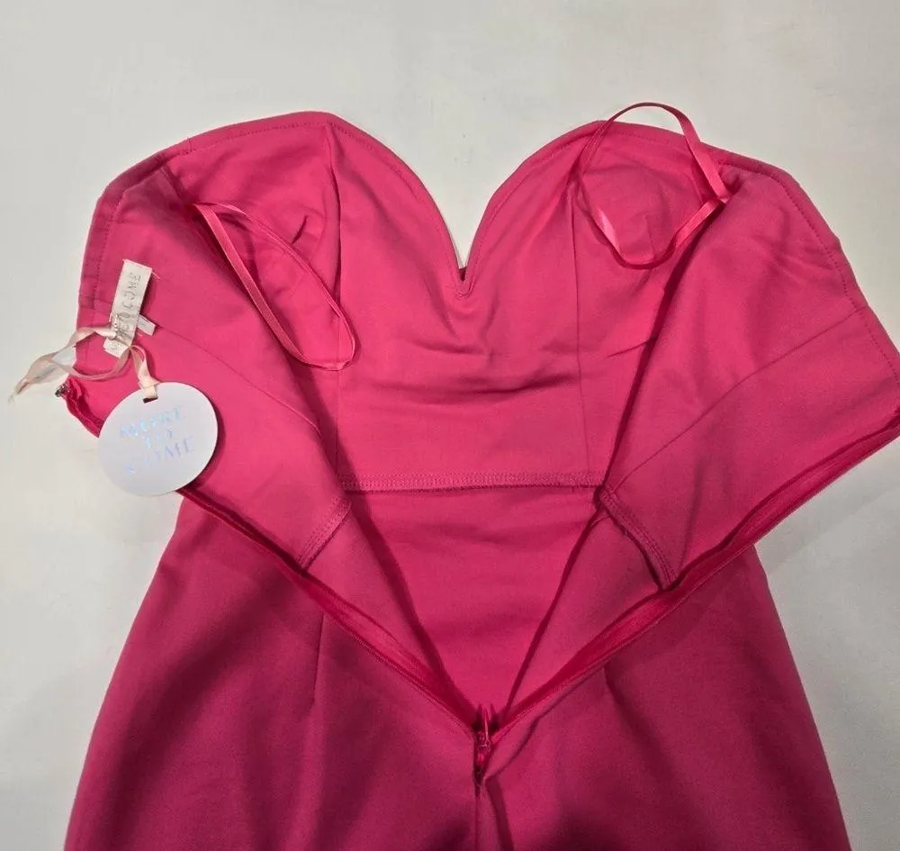 MORE TO COME Sophia Strapless Midi Dress in Pink - Image 10