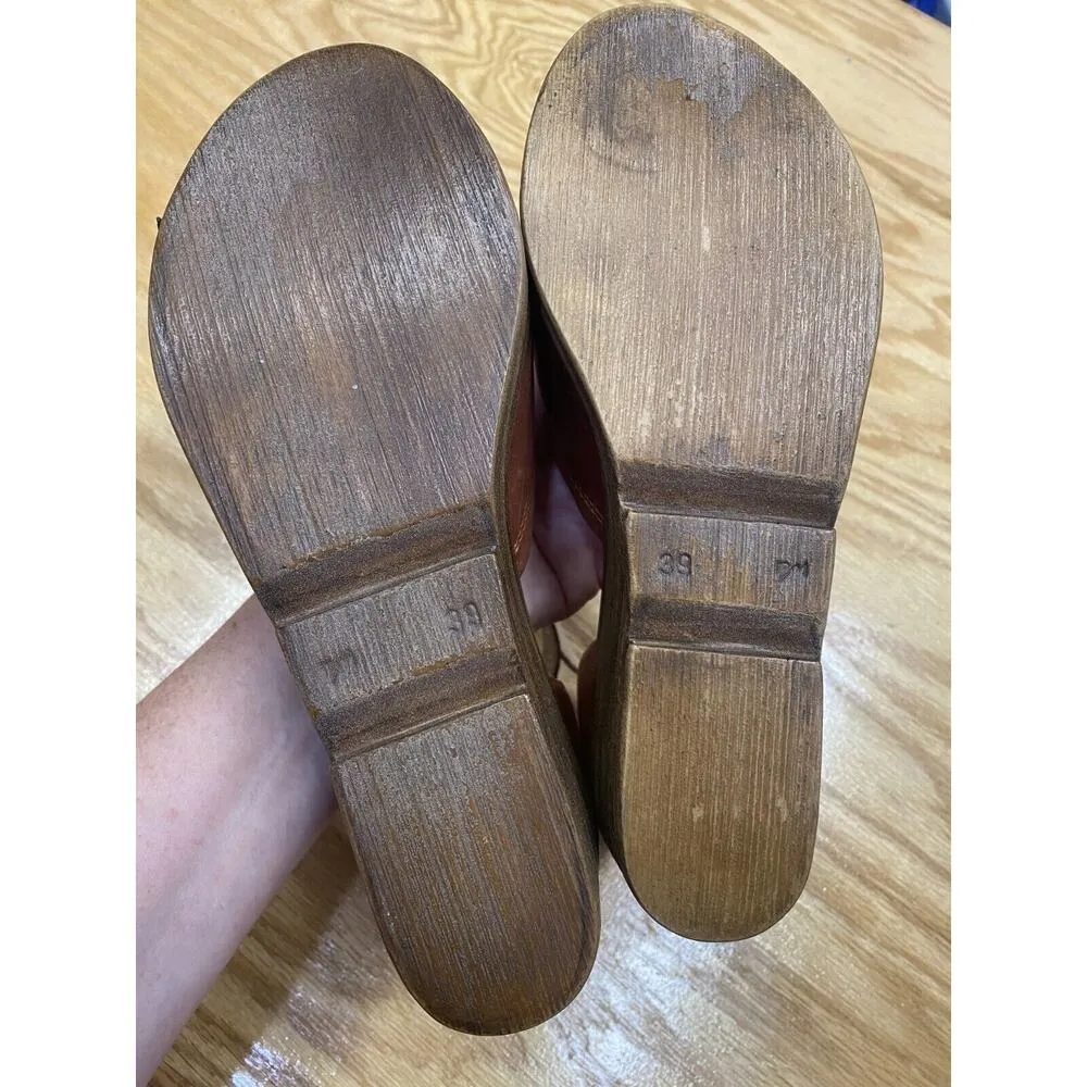 Miz Mooz Acadia Wedge Sandal Women's Size 8 Brown Leather Buckle Ankle Strap S39 - Image 11