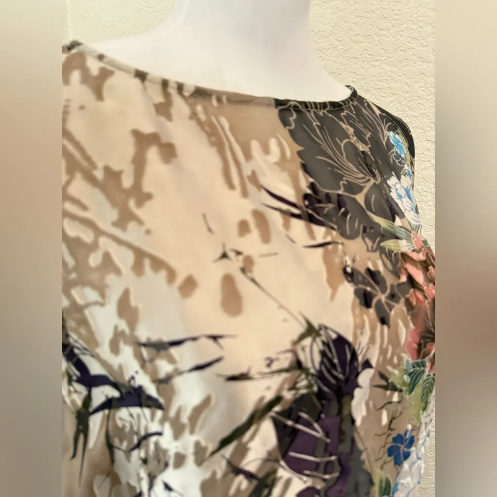 Citron Santa Monica‎ Dloral asymmetrical blouse. Size Large Blue - Image 7