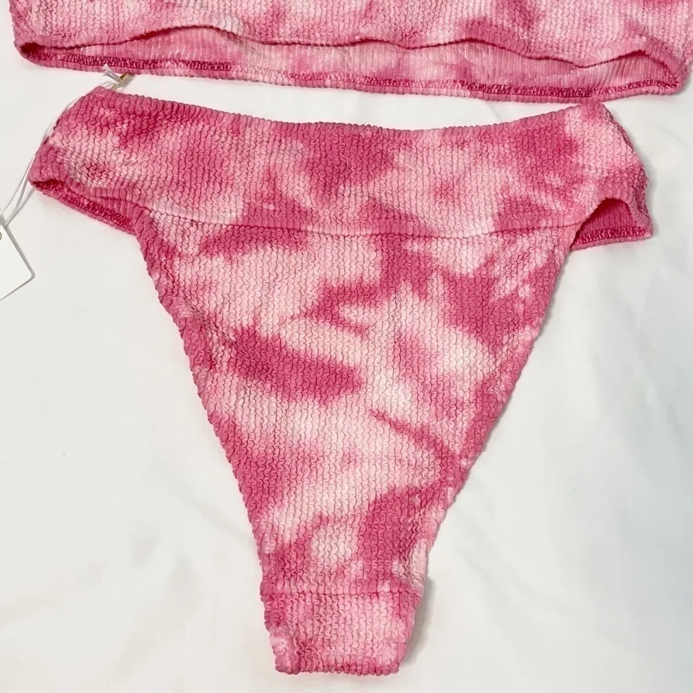 NWT SHOW ME YOUR MUMU Pink Tie Dye Scrunch Bikini Destin Top Del Rey Bottoms Set - Image 12