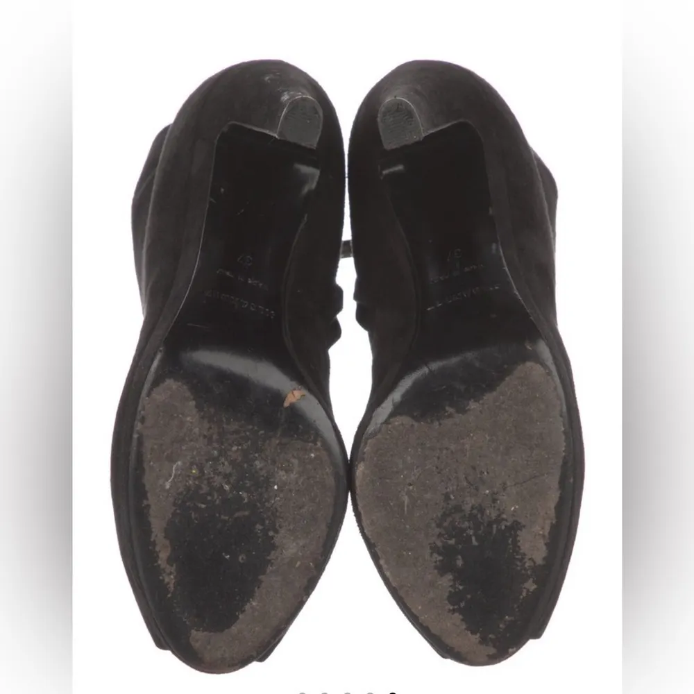 Jill Sander Black Suede Peep Toe Heeled Ankle Booties sz 37 - Image 5