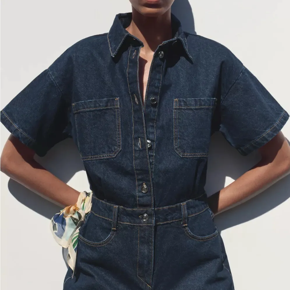 ZARA Denim Short Jumpsuit - Image 3