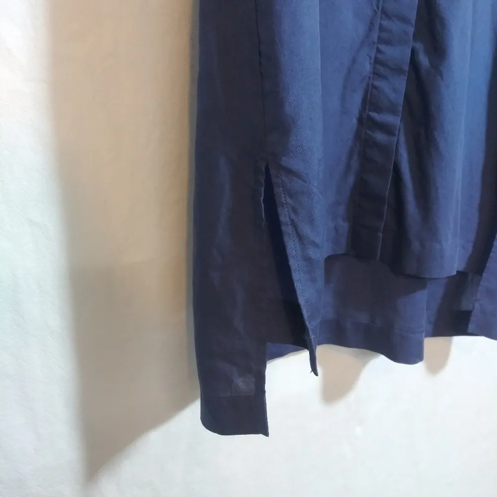 Uniqlo Skipper Collar Blue Button-Up Tunic Shirt Tencel Casual Office Size Xs - Image 4