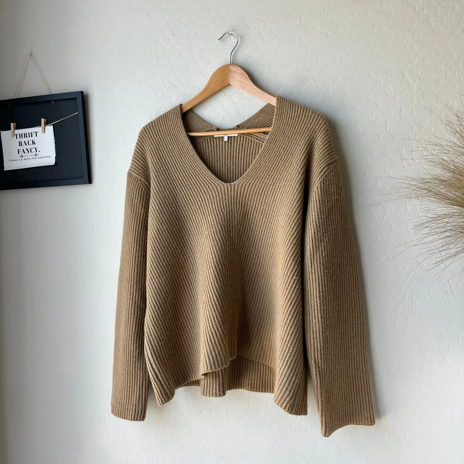 Almina Concept Sweater Camel Tan Knit Wool‎ V - Image 2