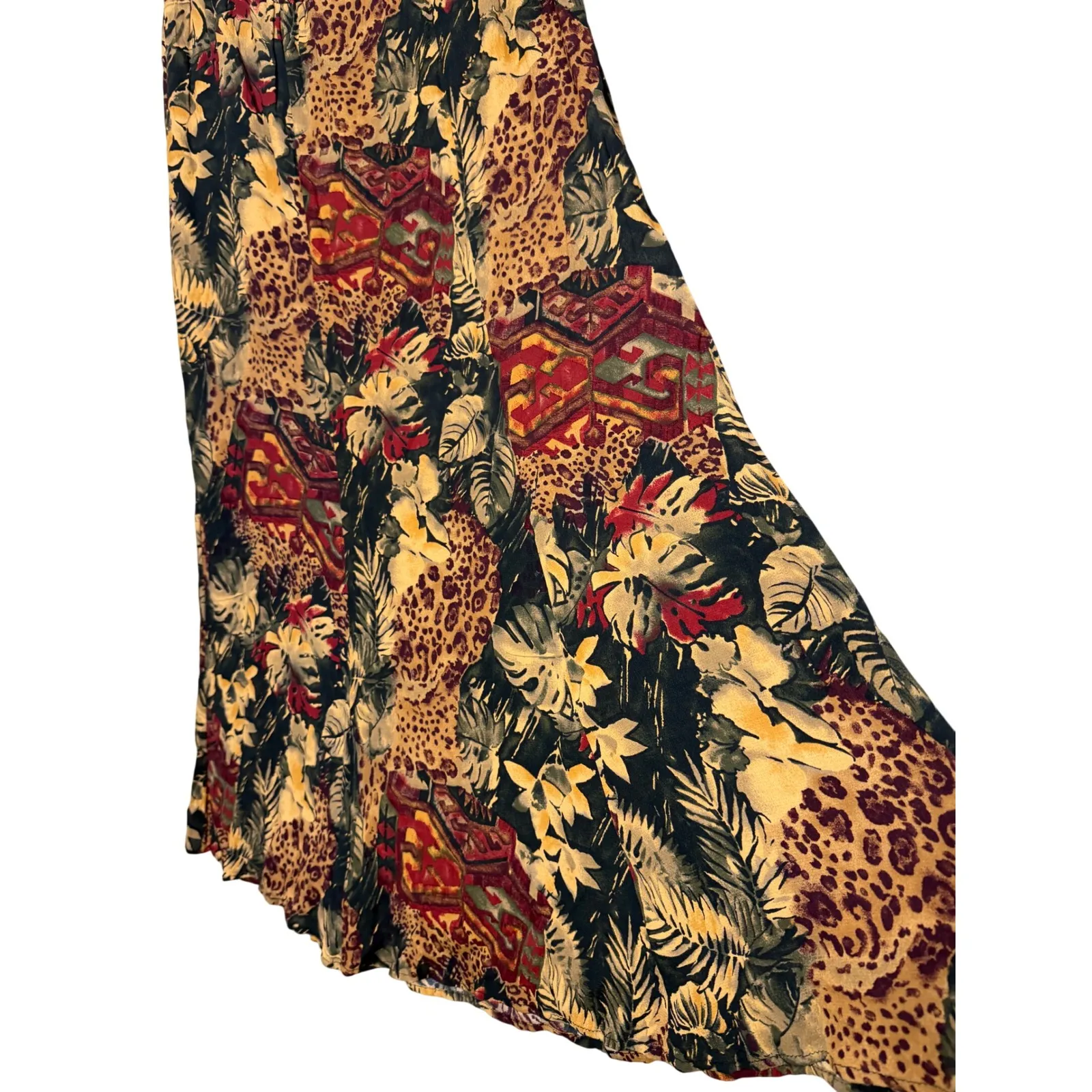 Carole Little Women's 10 Two Piece Set Top Skirt Tropical Leopard Print Rayon Brown - Image 6