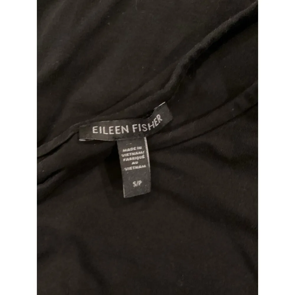 Eileen Fisher Overlay Long Sleeve Knee length sheath Dress Black 3/4 Sleeves S - Image 3