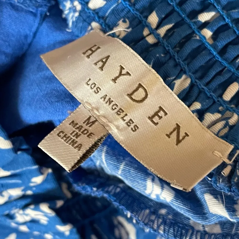 Hayden Floral Smocked Neck Mini Dress Blue Floral Women’s Sz M - Image 5