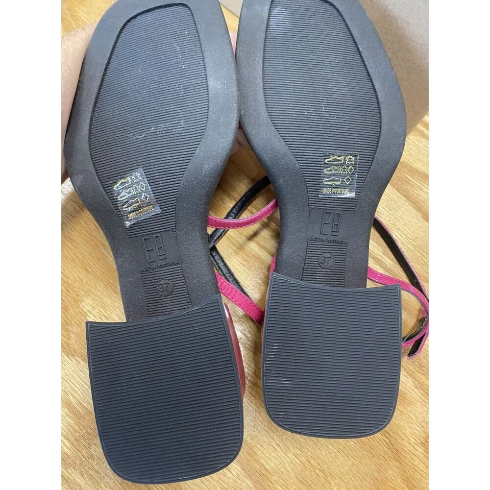 E8 by Miista Sandals Women's 6.5 Pink Patent Leather Strappy Block Heel S51 - Image 4