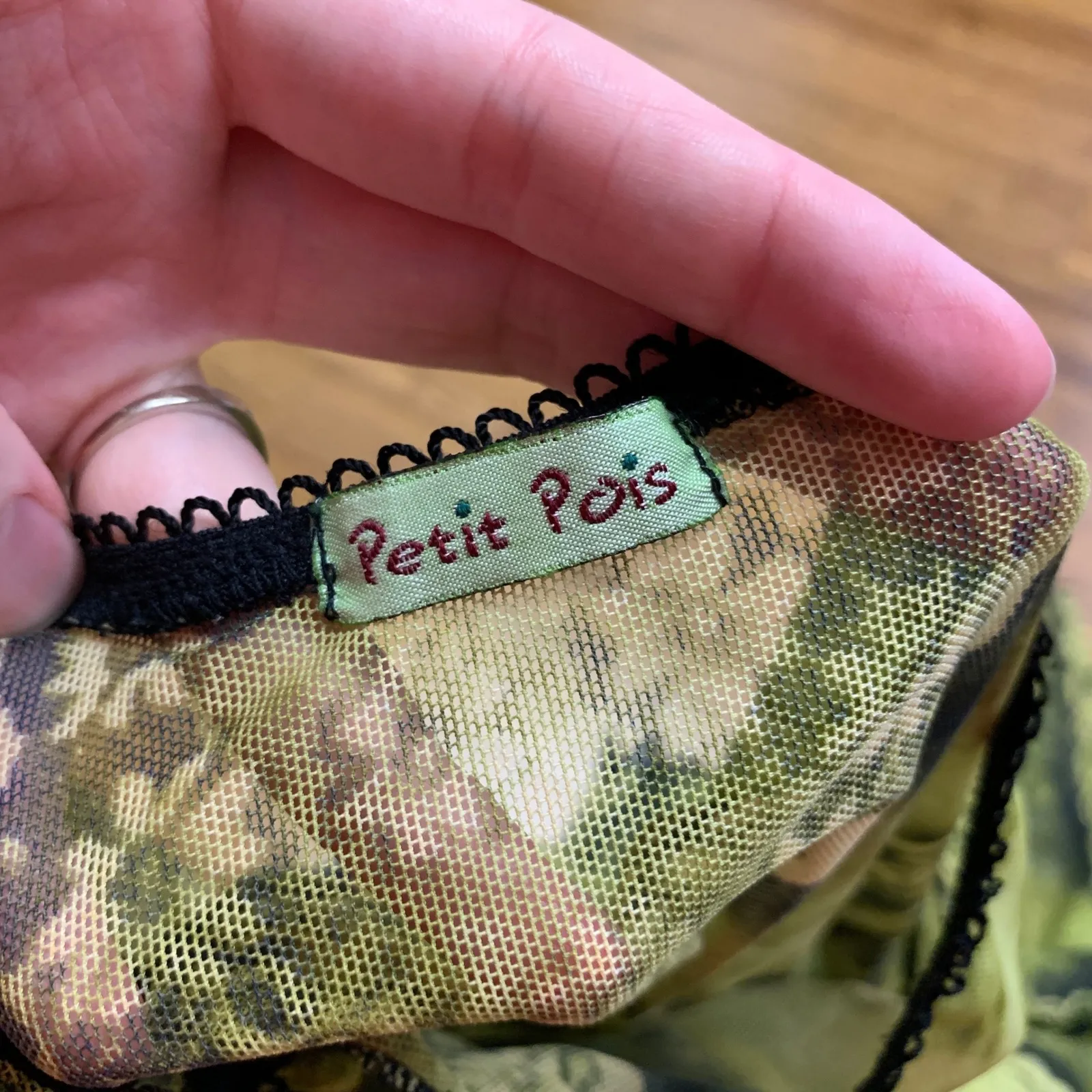 Petit Pois Green‎ Mesh Lace Beaded Long Sleeve Y2K Fairycore Top Shirt Sheer Green - Image 5