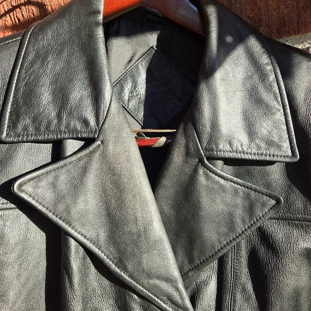 Jacqueline Ferrar Genuine Leather Women Black Double Breasted Jacket Size XL - Image 5