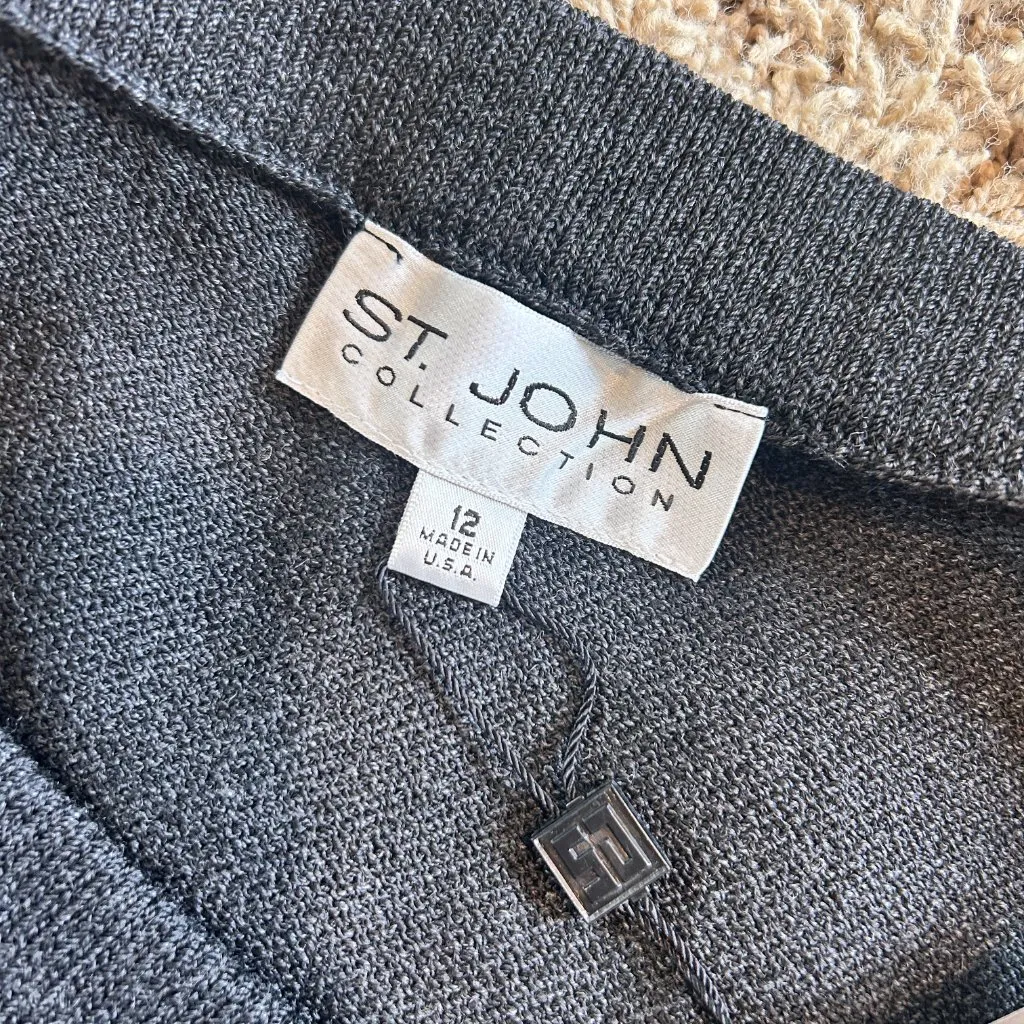 NWT St. John Collection Santana Knit Midi Skirt in Women's Size 12 Charcoal Gray - Image 3
